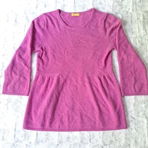 J CREW Divina 100% cashmere soft crewneck Hot Pink Babydoll sweater. Sz Small